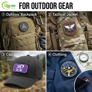 Eco-friendly Custom 3D Silicone Heat Transfer Patches Waterproof Embossed Silicone Rubber <b>Labels</b> for Outdoor Bags Apparel Hats - Product Image 3