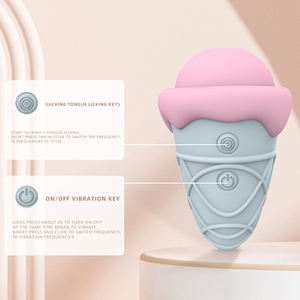 Masseur personnel en silicone inspiré de la crème glacée avec fonction d'aspiration, jouet intime pour adultes imperméable, vibromasseur clitoridien - Product Image 4