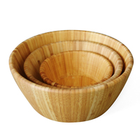 Ensemble de 3 bols à salade en bambou naturel, bols de service en bois écologiques pour aliments, fruits, collations