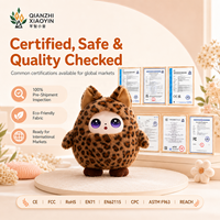 Jouet en peluche AI Léopard à oreilles, unisexe, avec vibration, capteur tactile, clonage vocal, mémoire longue durée, 50+ langues, yeux LED, WiFi, cadeau