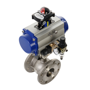 บอลวาล์วหน้าแปลนสแตนเลส CF8M DN80 PN16 พร้อมตัวกระตุ้นลม - Product Image 2
