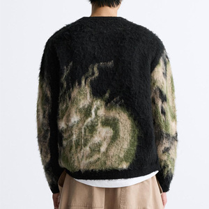 Suéter de Mohair personalizado OEM y ODM para hombre, Jersey de punto de Jacquard con cuello redondo, Top de punto de diseñador, suéter borroso para hombre - Product Image 2