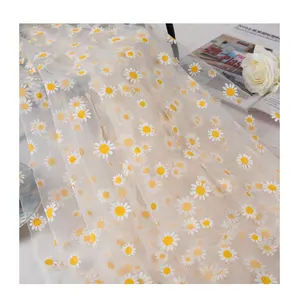 Vải Lưới Vải Tuyn Đính Kim Sa Hoa Hướng Dương Thời Trang Mới 2023 Cho Váy Bé Gái
