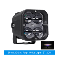 Faro fendinebbia a LED da 20W, 3 pollici, cubo, illuminazione esterna per auto, bianco, giallo, ambra, IP67, 9-36V DC, per camion, SUV, 4x4, fuoristrada, 12V 24V