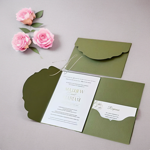 Ensemble d'invitations de <span class=keywords><strong>mariage</strong></span> personnalisables, enveloppes de luxe, invitations élégantes en forme de livre à trois volets, invitations de réception - Product Image 4