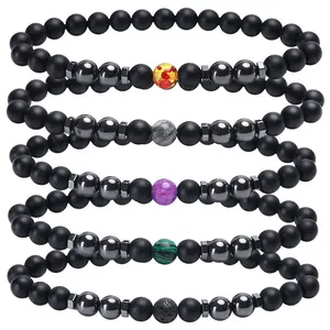 2022 Anti Swelling Slimming Anklet Lymphatic Drainage Magnetic Black Hematite Stone Beads Anklet