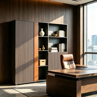 Meuble de rangement de bureau personnalisable en bois grainé, armoire de classement moderne pour cadres avec armoires de rangement fermées pour usage professionnel