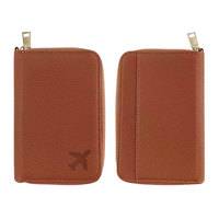 Portefeuille de passeport en cuir PU avec imprimé avion, design intemporel, coutures précises et soignées, pochette de voyage portable