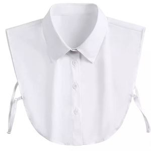Kemeja Rajut <span class=keywords><strong>Formal</strong></span> Bisnis Pria dan Wanita Kerah Katun Kancing Lipat Warna Hitam Putih Serbaguna Hias Kerah - Product Image 2