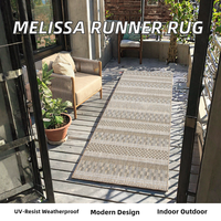 TAPISO Melissa Runner Rug Hallway Outdoor Indoor Brown Black Modern Pattern UV-Resistant Weatherproof Polyester Flat Pile
