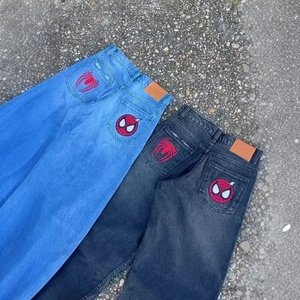 <span class=keywords><strong>Pantaloni</strong></span> in Denim strappati ricamati di <span class=keywords><strong>ragno</strong></span> per uomo e donna, con un fantastico stile Ueno e una vestibilità Hip-hop, Design a gamba dritta. - Product Image 2