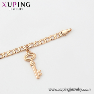 Cavigliera Xuping 77102 con ciondoli a forma di ananas e sfera, con molti pendenti indipendenti del sesso, e ciondoli a forma di chiave e lucchetto 218063 - Product Image 6