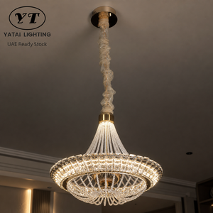Lámpara de araña moderna de cristal, aluminio dorado, LED de 40W, tricolor, iluminación interior de lujo para comedor, sala de estar, hotel, villa - Product Image 1