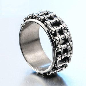 Bagues en acier inoxydable pour hommes, design chaîne de <span class=keywords><strong>moto</strong></span> vintage, bijoux de mode Tempusort, vente en gros - Product Image 2