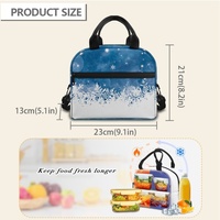 Sac à déjeuner isotherme imprimé flocon de neige d'hiver, sac isotherme de grande capacité, sac fourre-tout pour le stockage des aliments