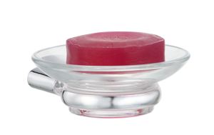 Porte-savon de salle de bain moderne avec base en alliage de zinc et finition chromée murale en verre - Product Image 3