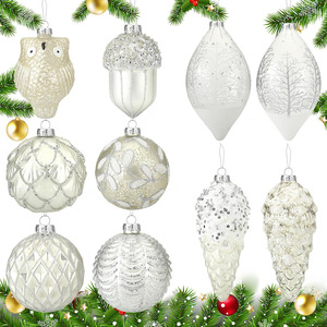Mercury Glass Luxury Christmas Ornaments Silver White Hanging Balls Christmas <b>Tree</b> Vintage Holiday Decorations 10/14/15.2cm - Product Image 2