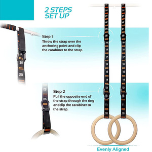 Juego de Anillas de Gimnasia de Madera Lewin, 28 mm, Madera de Abedul, Equipo de Fitness para Interiores y Exteriores - Product Image 2