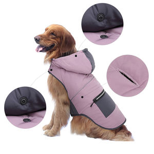 थोक बैंगनी हूडेड गर्म पालतू जैकेट फैशनेबल वाटरप्रूफ शीतकालीन आउटडोर खेल कोट बड़े कुत्तों के लिए - Product Image 4