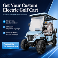 Voiturette de golf électrique à quatre roues, batterie lithium 72V, frein hydraulique double circuit, frein à disque avant, 35 km/h, 90 km d'autonomie, pour hôtels, complexes hôteliers et visites touristiques