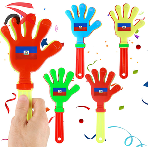 Wholesale Custom logo Cheap Price Haiti Flag Football Fan Clapping Hands Hand Clapper Noisemakers Plastic for Promotion Supply