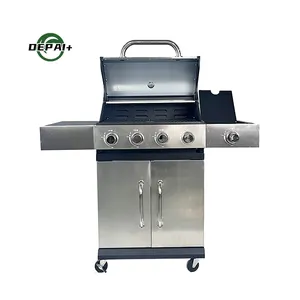 Multiple Function Outdoor Stainless Steel Gas Barbecue Grill With Side Burning