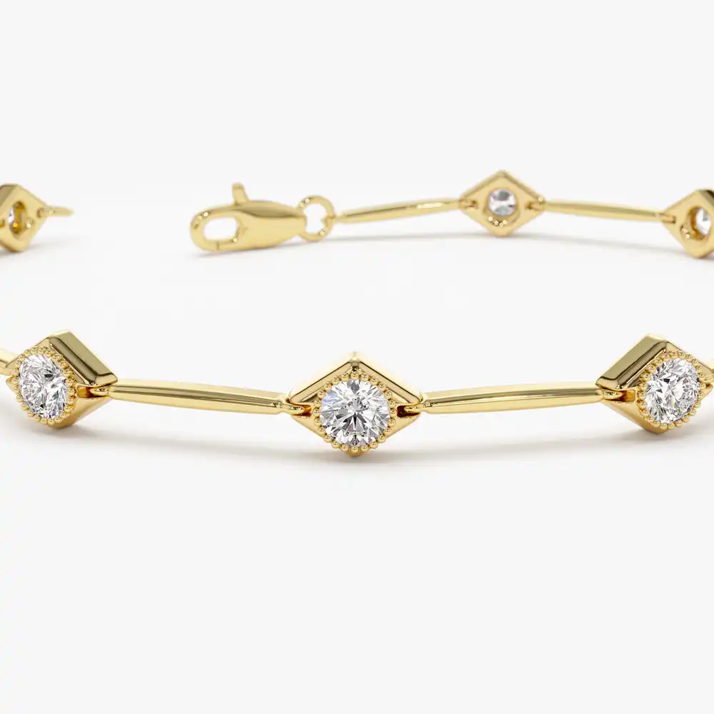 Bracelet VLOVE pour femme en diamant 9K 10K 14K 18K Milgrain Setting Diamond Infinity Bracelet 1.20 ctw