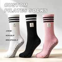 Calcetines de Pilates Personalizados Unisex para Todas las Edades, con Nombre de Marca Impreso, Punta Sin Costuras, Antideslizantes, para Yoga Suave para Personas Mayores