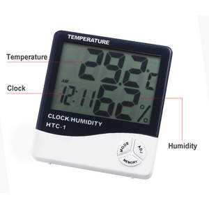 Vente en gros de thermomètre hygromètre numérique électronique LCD, thermomètre intérieur/extérieur, station météo, horloge HTC-1 - Product Image 5