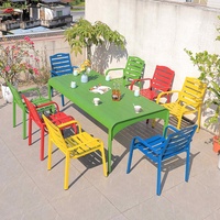 Ensemble de tables et chaises en métal durable Mobilier d'extérieur en alliage d'aluminium Table et chaises de pique-nique pour cour