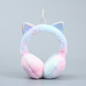 <span class=keywords><strong>Cache</strong></span>-oreilles pliables en fausse fourrure douce, motif <span class=keywords><strong>licorne</strong></span> tie-dye et paillettes, pour l'hiver, chauds et confortables - Product Image 3