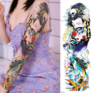 Autocollants <span class=keywords><strong>de</strong></span> <span class=keywords><strong>tatouage</strong></span> à bras complet pour hommes et femmes Grandes images <span class=keywords><strong>de</strong></span> tatouages <span class=keywords><strong>de</strong></span> Geisha Prajna à bras <span class=keywords><strong>de</strong></span> fleurs Noir - Product Image 3