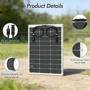 แผงโซลาร์เซลล์แบบพกพา Alecter Solar APH-P147 ขนาด 100 วัตต์ ประสิทธิภาพ 23% ผลิตจากซิลิคอนโมโนคริสตัลไลน์  แผงไฟเบอร์กลาสบางพิเศษ โค้งงอได้ ขนาดเซลล์ 182 มม. - Product Image 3