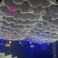 Rideau de Plafond Blanc Lumière LED Tentures de Plafond avec Bande Lumineuse pour Décoration de Plafond de Mariage