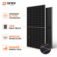 Panneaux solaires bifaciaux de type N de 590 W, double vitrage, 144 demi-cellules monocristallines, module photovoltaïque pour système solaire commercial sur toiture