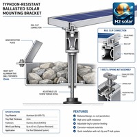 Sistema di Montaggio Solare H2 per Tetti Piani Resistente ai Tifoni, Carico Vento 60m/s, per Progetti Commerciali