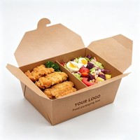 Boîte en papier kraft écologique avec logo personnalisé, pliable, portable, compartimentée, conteneur alimentaire, emballage en papier kraft recyclé de qualité alimentaire