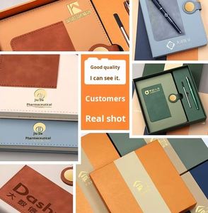 Factory Promotion Magnetic Leather Notebook <b>Set</b> with Pen Holder Concave Pocket Business Gift Customized logo Style - Product Image 5