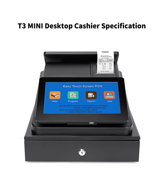 HD-Dual-Display-Screen-CashRegister 10.1 Display MINI Desktop Cashier With 58mm Receipt Printer for Hotel Restaurant T3Mini