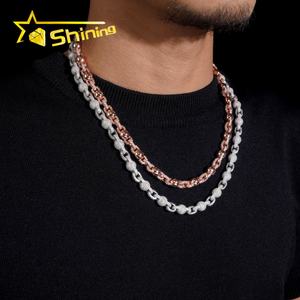 Collana con perline 925 Moissanite 8mm con catena con perline Hip Hop, - Product Image 6