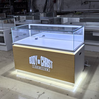 Comptoir d'Exposition Personnalisé en Métal à Éclairage LED pour Produits Électroniques, Présentoir de Téléphone Mobile, Vitrine en Verre au Design Exclusif