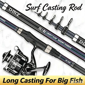 7 #   Canne à pêche télescopique en carbone pour la pêche en mer, combo portable longue portée avec moulinet spinning entièrement métallique 5000 pour eau salée et fond de plage - Product Image 2