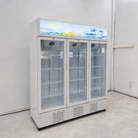 Réfrigérateur commercial vertical pour boissons, vitrine réfrigérée avec verre trempé incurvé, température unique, contrôle numérique