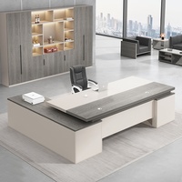 LBZ-160X Ensemble de bureau de direction en L bicolore simple et moderne pour une personne, bureau minimaliste de luxe léger avec