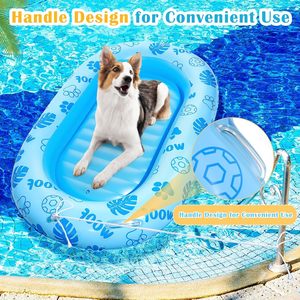 Bateau flottant pour chien, 59 x 35 pouces, radeau gonflable pliable pour animaux de compagnie, jeux aquatiques d'été pour <span class=keywords><strong>piscine</strong></span> ou lac, jusqu'<span class=keywords><strong>à</strong></span> 150 livres - Product Image 2