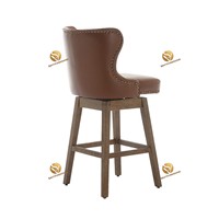Tabourets de bar pivotants à 360 degrés, tabourets de bar en bois massif, tabourets de bar modernes rembourrés avec dossier, chaises de bar