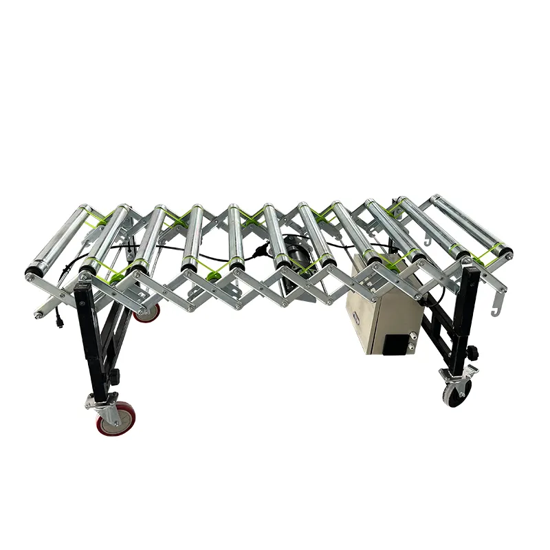 Flexible and Expandable Powered Poly V Belt Roller Conveyor Systems for Loading and Unloading