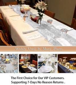 Chemins de table <span class=keywords><strong>en</strong></span> dentelle pour les mariages Nappe nordique pailletée, drapeau de table de Noël rouge doré, chemin de table de fête de mariage - Product Image 6