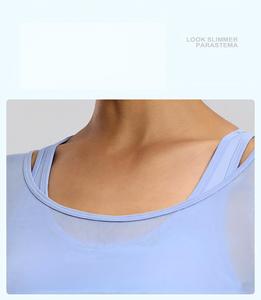 Women Mesh 2 In 1 Short Sleeve Yoga Crop Top with Built In Bra <b>Pads</b> Breathable Gym Workout Top Running Sports Pilates Shirt - Product Image 4