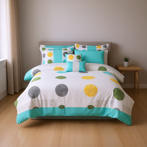 Juego de Edredón Mary Blue Tamaño Queen, 10 Piezas, Diseño de Puntos, Ropa de Cama Moderna para el Hogar - Product Image 2